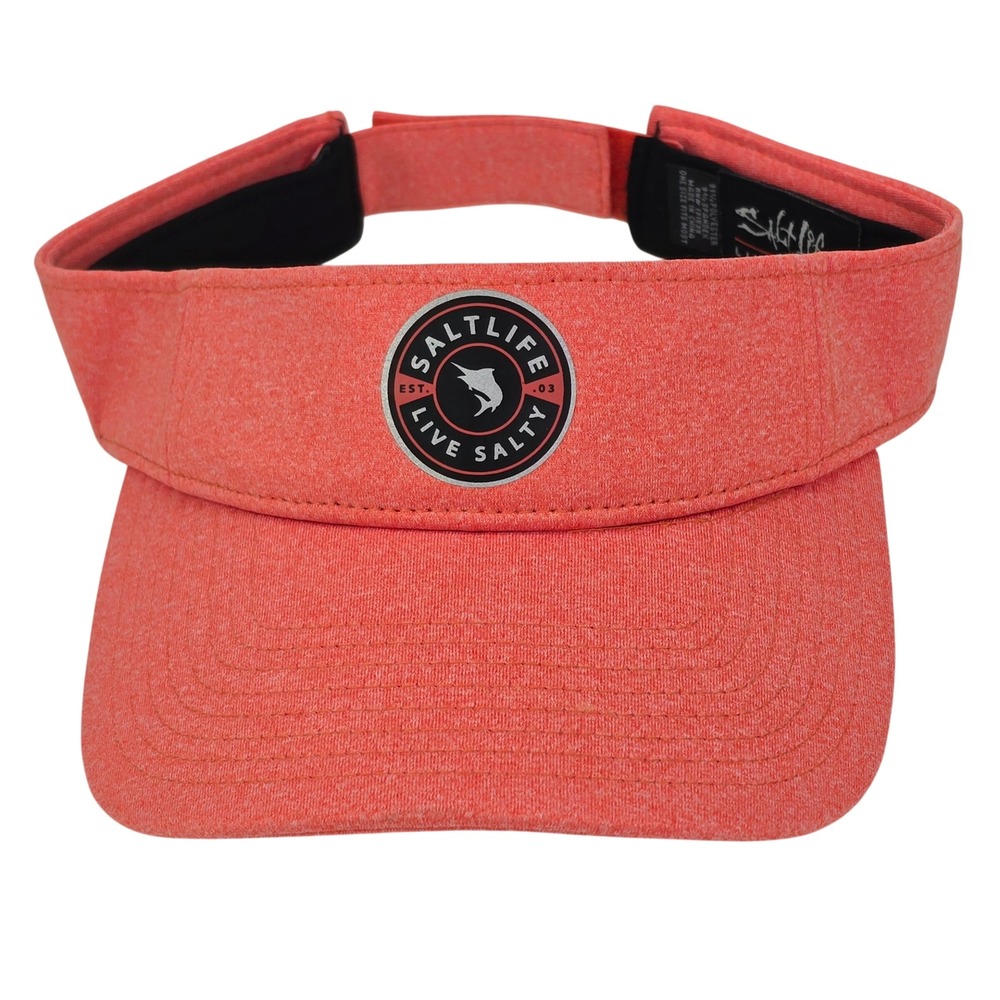 Salt Life Live Salty Visor Mens OSFM Coral Orange Performance Fishing Golf Hat